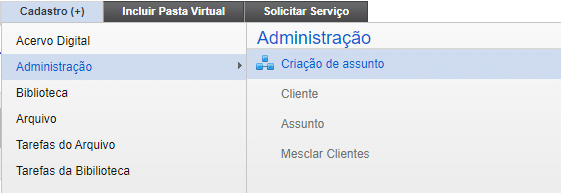 foto mostrando as opções do menu