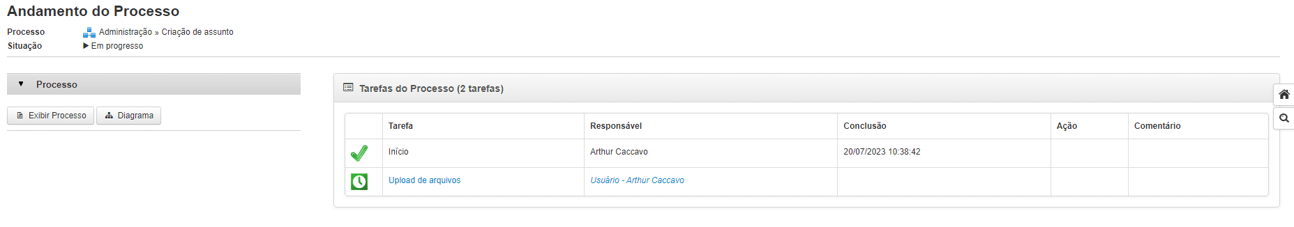 tela de fluxo