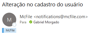 Categoria McFile com fundo azul, em email no Outlook
