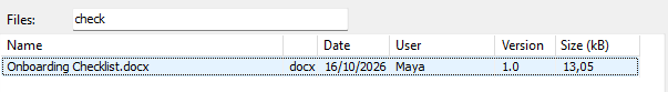 McOffice search, displaying the files of a record and the new search filter
